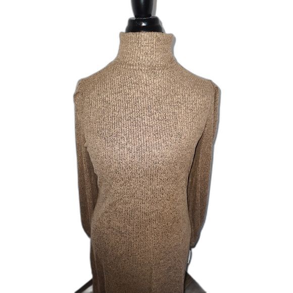 Women's Ophelia Roe Long Sleeve Sweater Dress Brown Small - Picture 2 of 7